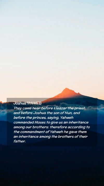 Picture 02 - Joshua 17:4 WEB Mobile Phone Wallpaper - They came near before Eleazar the priest, and - Mobile Bible Verse Wallpaper