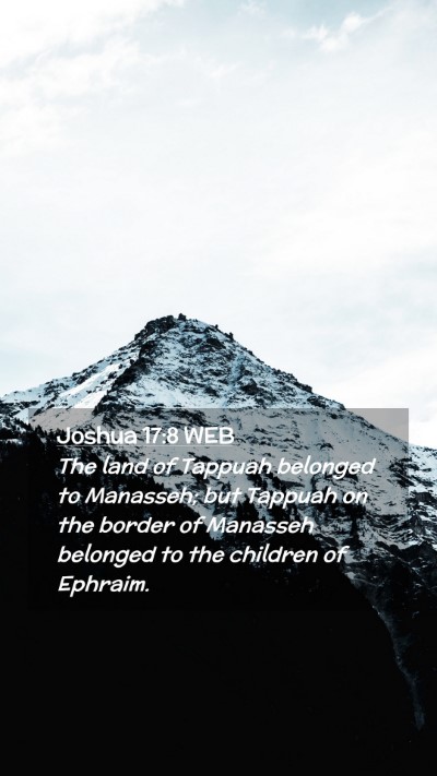 Picture 02 - Joshua 17:8 WEB Mobile Phone Wallpaper - The land of Tappuah belonged to Manasseh; but - Mobile Bible Verse Wallpaper