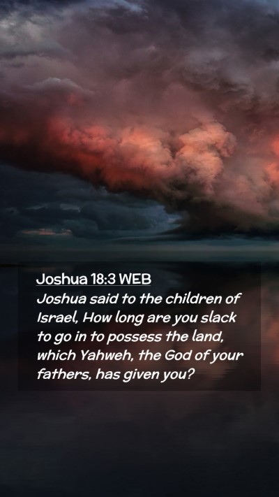 Picture 02 - Joshua 18:3 WEB Mobile Phone Wallpaper - Joshua said to the children of Israel, How long - Mobile Bible Verse Wallpaper