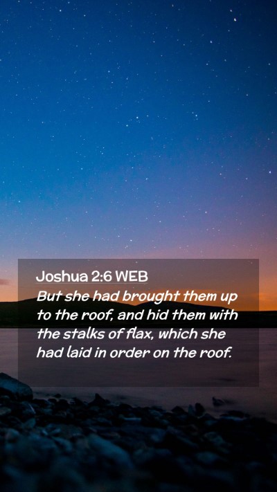 Picture 02 - Joshua 2:6 WEB Mobile Phone Wallpaper - But she had brought them up to the roof, and hid - Mobile Bible Verse Wallpaper