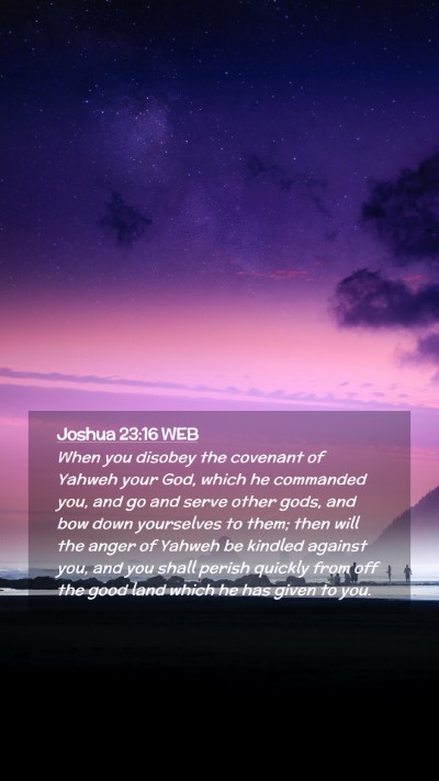 Picture 02 - Joshua 23:16 WEB Mobile Phone Wallpaper - When you disobey the covenant of Yahweh your God, - Mobile Bible Verse Wallpaper