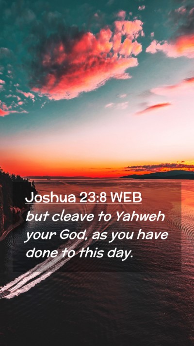 Picture 02 - Joshua 23:8 WEB Mobile Phone Wallpaper - but cleave to Yahweh your God, as you have done - Mobile Bible Verse Wallpaper