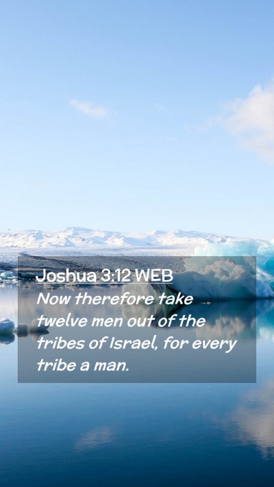 Picture 02 - Joshua 3:12 WEB Mobile Phone Wallpaper - Now therefore take twelve men out of the tribes - Mobile Bible Verse Wallpaper