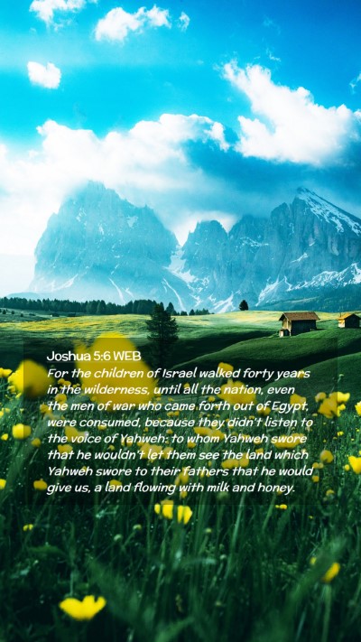 Picture 02 - Joshua 5:6 WEB Mobile Phone Wallpaper - For the children of Israel walked forty years in - Mobile Bible Verse Wallpaper