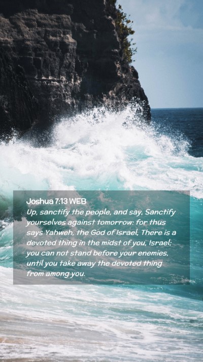 Picture 02 - Joshua 7:13 WEB Mobile Phone Wallpaper - Up, sanctify the people, and say, Sanctify - Mobile Bible Verse Wallpaper