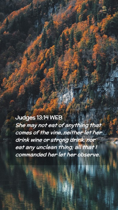 Picture 02 - Judges 13:14 WEB Mobile Phone Wallpaper - She may not eat of anything that comes of the - Mobile Bible Verse Wallpaper