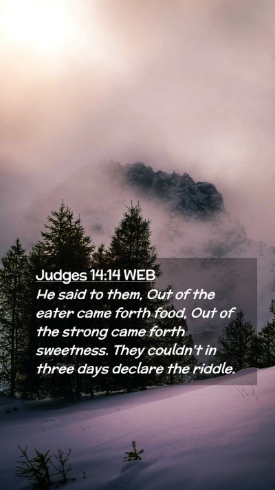 Picture 02 - Judges 14:14 WEB Mobile Phone Wallpaper - He said to them, Out of the eater came forth - Mobile Bible Verse Wallpaper