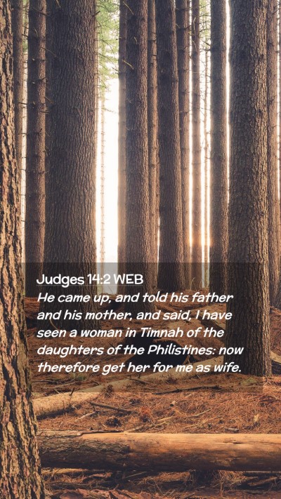 Picture 02 - Judges 14:2 WEB Mobile Phone Wallpaper - He came up, and told his father and his mother, - Mobile Bible Verse Wallpaper