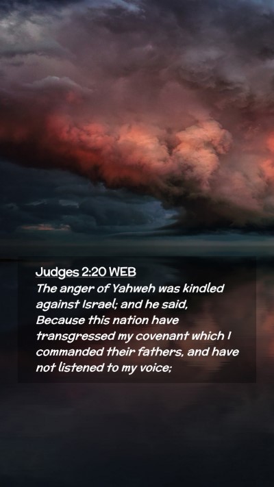 Picture 02 - Judges 2:20 WEB Mobile Phone Wallpaper - The anger of Yahweh was kindled against Israel; - Mobile Bible Verse Wallpaper