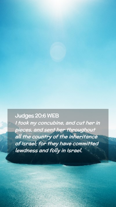 Picture 02 - Judges 20:6 WEB Mobile Phone Wallpaper - I took my concubine, and cut her in pieces, and - Mobile Bible Verse Wallpaper