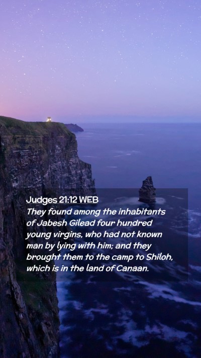 Picture 02 - Judges 21:12 WEB Mobile Phone Wallpaper - They found among the inhabitants of Jabesh Gilead - Mobile Bible Verse Wallpaper
