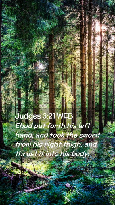 Picture 02 - Judges 3:21 WEB Mobile Phone Wallpaper - Ehud put forth his left hand, and took the sword - Mobile Bible Verse Wallpaper