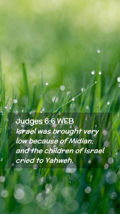 Picture 02 - Judges 6:6 WEB Mobile Phone Wallpaper - Israel was brought very low because of Midian; - Mobile Bible Verse Wallpaper