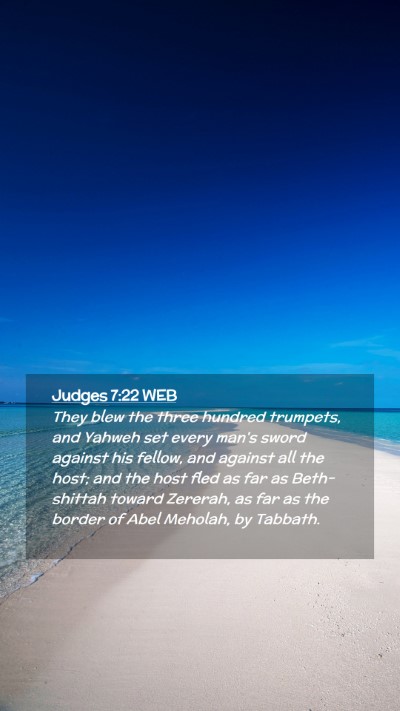 Picture 02 - Judges 7:22 WEB Mobile Phone Wallpaper - They blew the three hundred trumpets, and Yahweh - Mobile Bible Verse Wallpaper