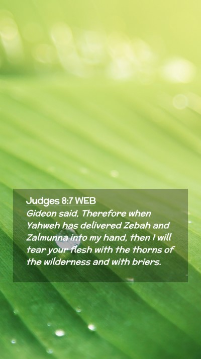 Picture 02 - Judges 8:7 WEB Mobile Phone Wallpaper - Gideon said, Therefore when Yahweh has delivered - Mobile Bible Verse Wallpaper