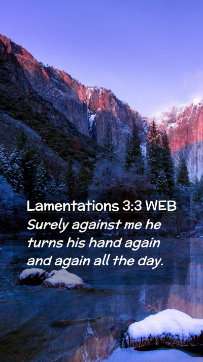 Picture 02 - Lamentations 3:3 WEB Mobile Phone Wallpaper - Surely against me he turns his hand again and - Mobile Bible Verse Wallpaper