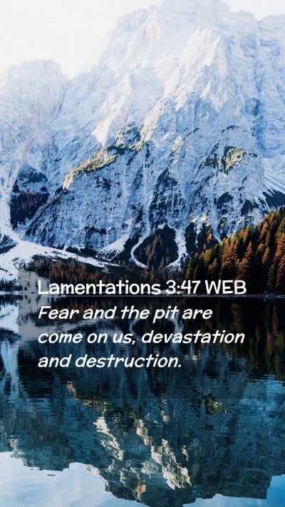 Picture 02 - Lamentations 3:47 WEB Mobile Phone Wallpaper - Fear and the pit are come on us, devastation and - Mobile Bible Verse Wallpaper