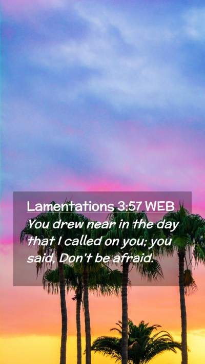 Picture 02 - Lamentations 3:57 WEB Mobile Phone Wallpaper - You drew near in the day that I called on you; - Mobile Bible Verse Wallpaper