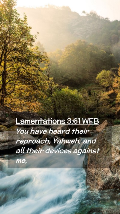 Picture 02 - Lamentations 3:61 WEB Mobile Phone Wallpaper - You have heard their reproach, Yahweh, and all - Mobile Bible Verse Wallpaper