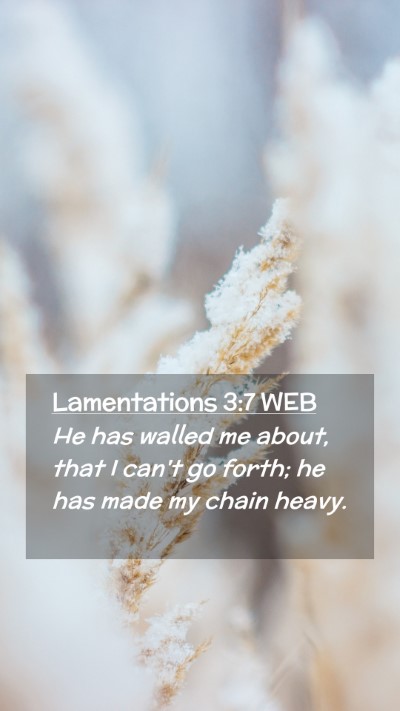 Picture 02 - Lamentations 3:7 WEB Mobile Phone Wallpaper - He has walled me about, that I can't go forth; he - Mobile Bible Verse Wallpaper