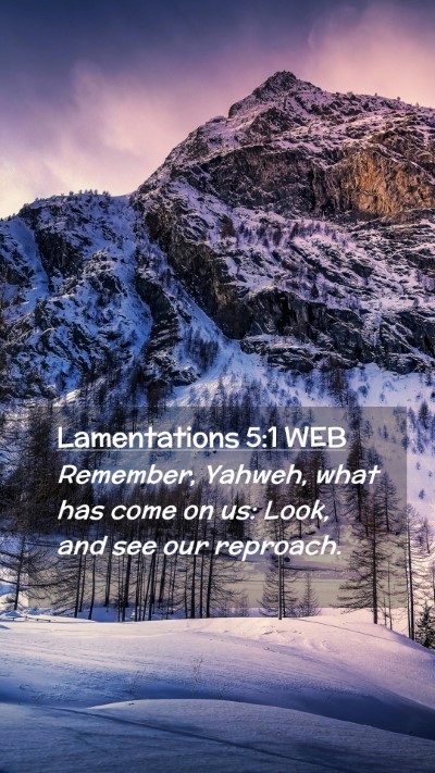 Picture 02 - Lamentations 5:1 WEB Mobile Phone Wallpaper - Remember, Yahweh, what has come on us: Look, and - Mobile Bible Verse Wallpaper