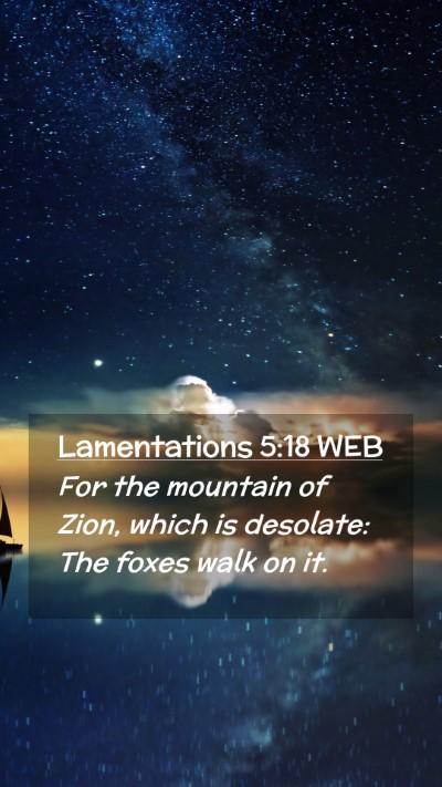 Picture 02 - Lamentations 5:18 WEB Mobile Phone Wallpaper - For the mountain of Zion, which is desolate: The - Mobile Bible Verse Wallpaper