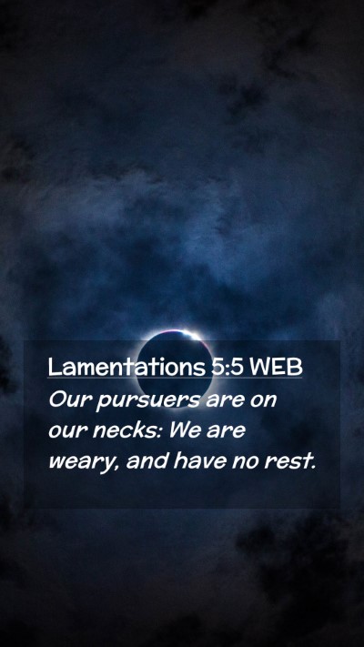 Picture 02 - Lamentations 5:5 WEB Mobile Phone Wallpaper - Our pursuers are on our necks: We are weary, and - Mobile Bible Verse Wallpaper
