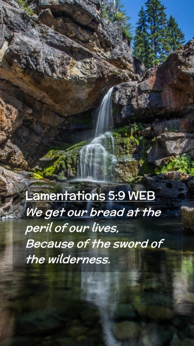 Picture 02 - Lamentations 5:9 WEB Mobile Phone Wallpaper - We get our bread at the peril of our lives, - Mobile Bible Verse Wallpaper