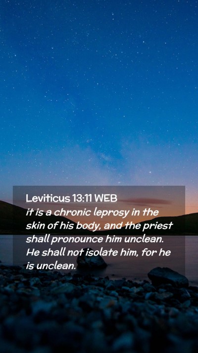 Picture 02 - Leviticus 13:11 WEB Mobile Phone Wallpaper - it is a chronic leprosy in the skin of his body, - Mobile Bible Verse Wallpaper