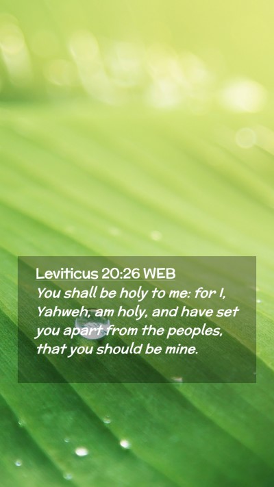 Picture 02 - Leviticus 20:26 WEB Mobile Phone Wallpaper - You shall be holy to me: for I, Yahweh, am holy, - Mobile Bible Verse Wallpaper