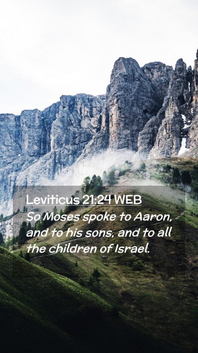 Picture 02 - Leviticus 21:24 WEB Mobile Phone Wallpaper - So Moses spoke to Aaron, and to his sons, and to - Mobile Bible Verse Wallpaper