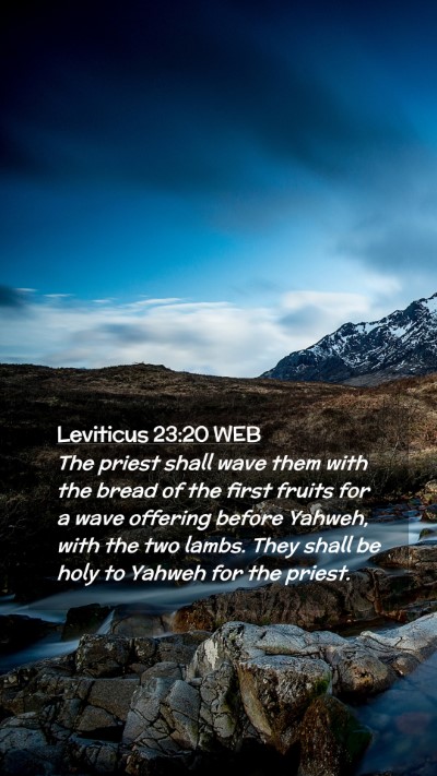 Picture 02 - Leviticus 23:20 WEB Mobile Phone Wallpaper - The priest shall wave them with the bread of the - Mobile Bible Verse Wallpaper