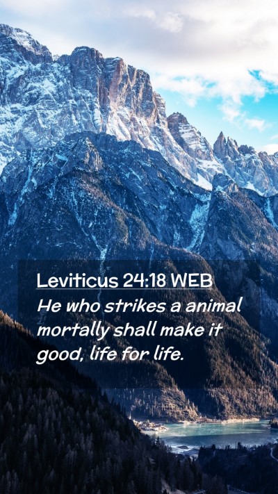 Picture 02 - Leviticus 24:18 WEB Mobile Phone Wallpaper - He who strikes a animal mortally shall make it - Mobile Bible Verse Wallpaper