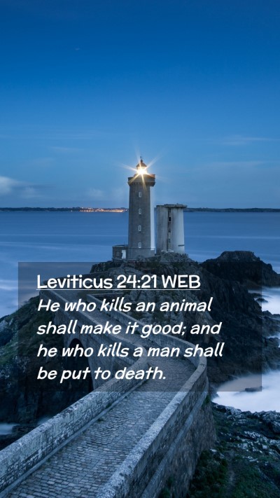 Picture 02 - Leviticus 24:21 WEB Mobile Phone Wallpaper - He who kills an animal shall make it good; and he - Mobile Bible Verse Wallpaper