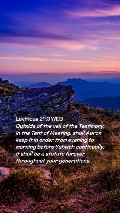 Picture 02 - Leviticus 24:3 WEB Mobile Phone Wallpaper - Outside of the veil of the Testimony, in the Tent - Mobile Bible Verse Wallpaper