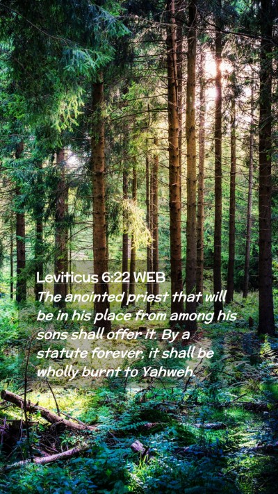 Picture 02 - Leviticus 6:22 WEB Mobile Phone Wallpaper - The anointed priest that will be in his place - Mobile Bible Verse Wallpaper