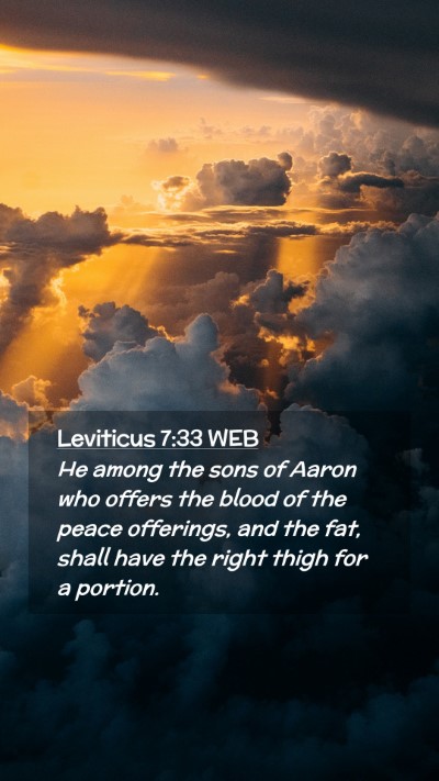 Picture 02 - Leviticus 7:33 WEB Mobile Phone Wallpaper - He among the sons of Aaron who offers the blood - Mobile Bible Verse Wallpaper