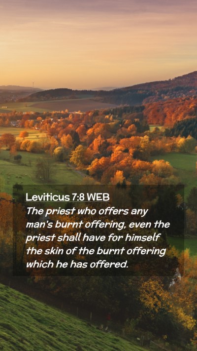 Picture 02 - Leviticus 7:8 WEB Mobile Phone Wallpaper - The priest who offers any man's burnt offering, - Mobile Bible Verse Wallpaper