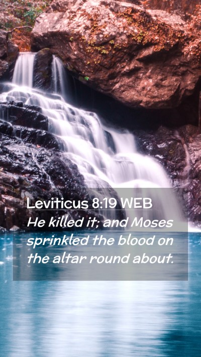 Picture 02 - Leviticus 8:19 WEB Mobile Phone Wallpaper - He killed it; and Moses sprinkled the blood on - Mobile Bible Verse Wallpaper
