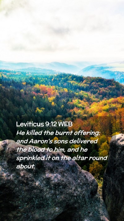 Picture 02 - Leviticus 9:12 WEB Mobile Phone Wallpaper - He killed the burnt offering; and Aaron's sons - Mobile Bible Verse Wallpaper