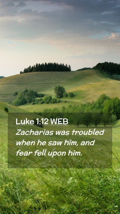 Picture 02 - Luke 1:12 WEB Mobile Phone Wallpaper - Zacharias was troubled when he saw him, and fear - Mobile Bible Verse Wallpaper