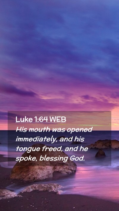 Picture 02 - Luke 1:64 WEB Mobile Phone Wallpaper - His mouth was opened immediately, and his tongue - Mobile Bible Verse Wallpaper