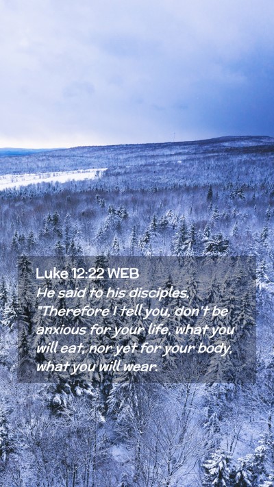Picture 02 - Luke 12:22 WEB Mobile Phone Wallpaper - He said to his disciples, 