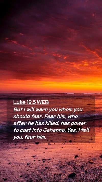 Picture 02 - Luke 12:5 WEB Mobile Phone Wallpaper - But I will warn you whom you should fear. Fear - Mobile Bible Verse Wallpaper