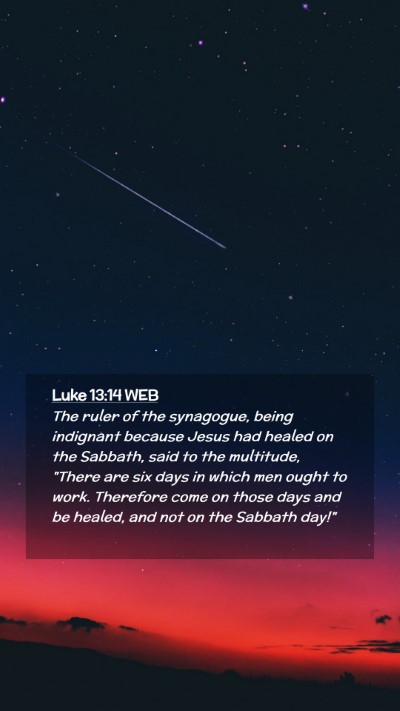 Picture 02 - Luke 13:14 WEB Mobile Phone Wallpaper - The ruler of the synagogue, being indignant - Mobile Bible Verse Wallpaper