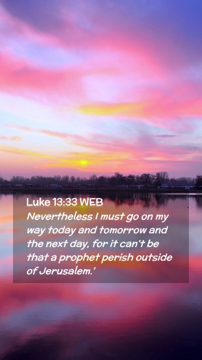 Picture 02 - Luke 13:33 WEB Mobile Phone Wallpaper - Nevertheless I must go on my way today and - Mobile Bible Verse Wallpaper