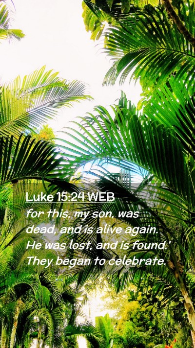 Picture 02 - Luke 15:24 WEB Mobile Phone Wallpaper - for this, my son, was dead, and is alive again. - Mobile Bible Verse Wallpaper