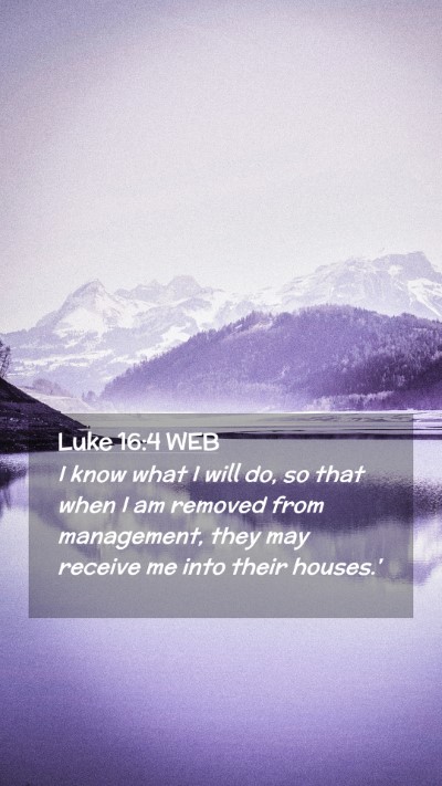 Picture 02 - Luke 16:4 WEB Mobile Phone Wallpaper - I know what I will do, so that when I am removed - Mobile Bible Verse Wallpaper