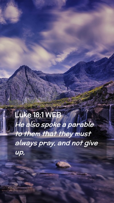 Picture 02 - Luke 18:1 WEB Mobile Phone Wallpaper - He also spoke a parable to them that they must - Mobile Bible Verse Wallpaper