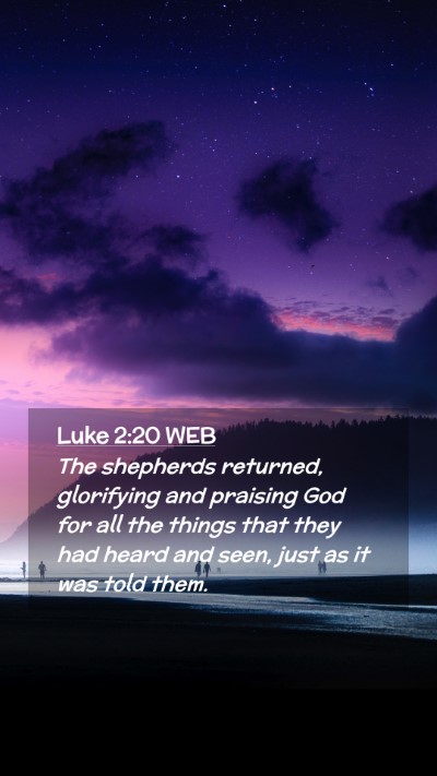 Picture 02 - Luke 2:20 WEB Mobile Phone Wallpaper - The shepherds returned, glorifying and praising - Mobile Bible Verse Wallpaper